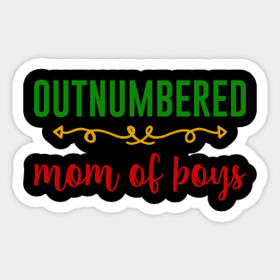 Outnumbered, Mom of Boys, African Colors Sticker